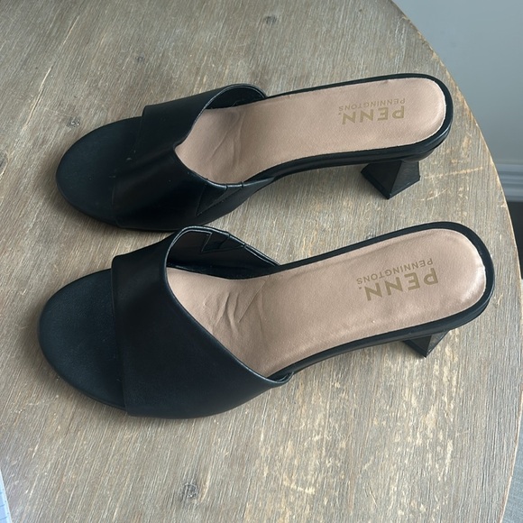 Penningtons Geometric Block Heel Slip On Sandal Black Size 12 WW - Picture 7 of 16